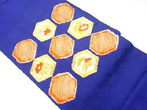 リサイクル　絞り金駒刺繍亀甲に椿・松・紅葉模様名古屋帯